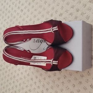 Raggazza Rhinestone strappy heels burgundy sandals